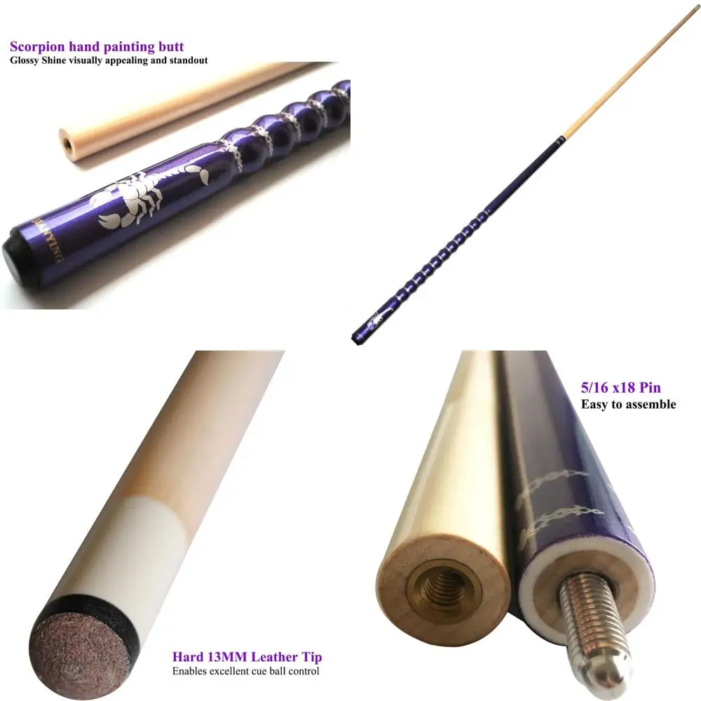 58 Maple 2-Piece Ergonomic Billiard Cue Stick Set, 13mm Joint, 19/20/21oz Weight Options
58 Maple 2-Piece Ergonomic Billiard Cue Stick Set, 13mm Joint, 19/20/21oz Weight Options