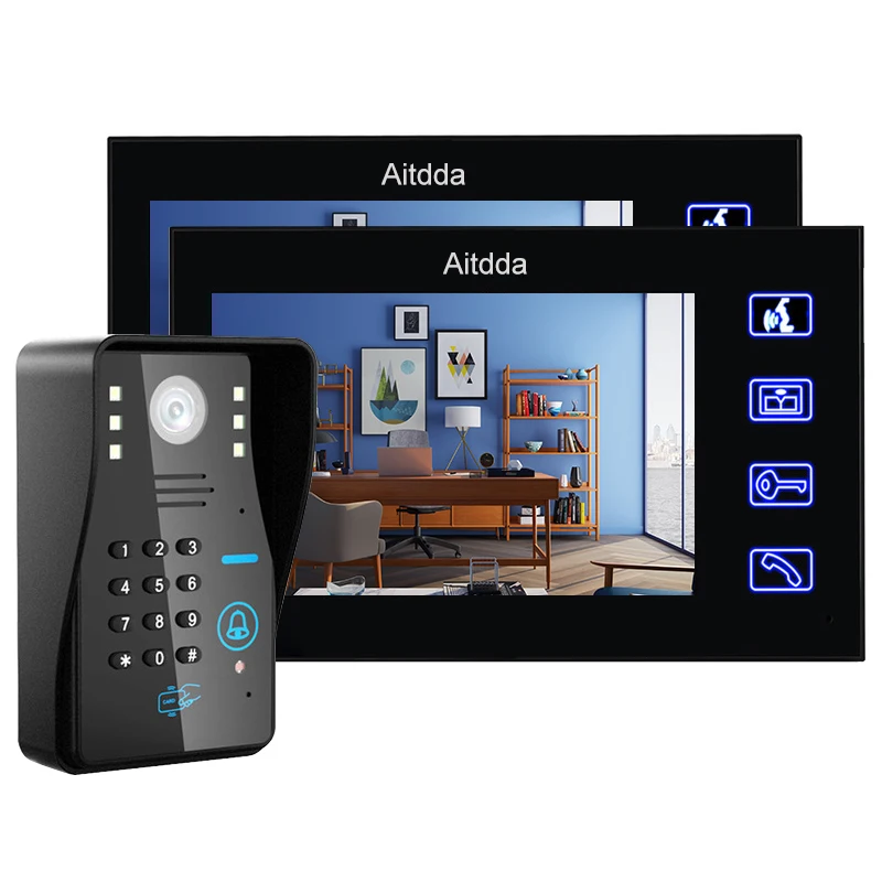 7" Two Monitors RFID Password Video Door Phone waterproof 1000 TV Line IR Camera Doorbell apartment intercom night vision
7" Two Monitors RFID Password Video Door Phone waterproof 1000 TV Line IR Camera Doorbell apartment intercom night vision