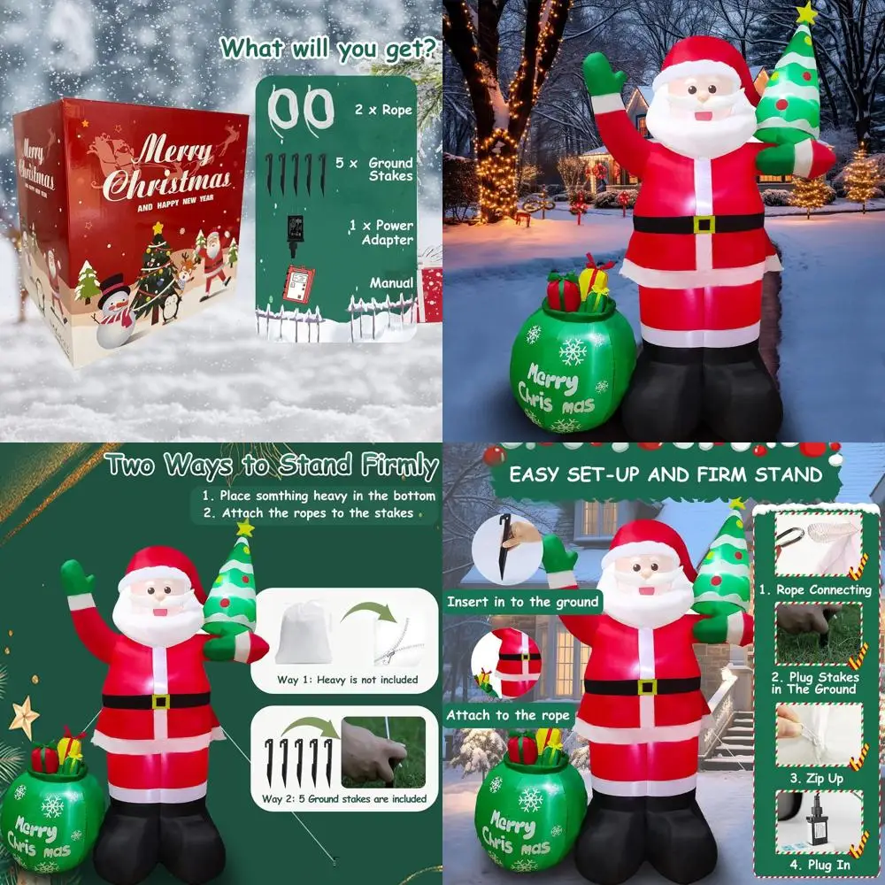 Giant 8-Foot LED Lighted Santa with Tree & Gift Bag Outdoor Christmas Decoration
Giant 8-Foot LED Lighted Santa with Tree & Gift Bag Outdoor Christmas Decoration