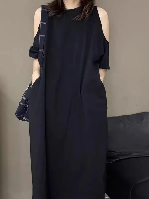 plus Size Summer Casual Cotton Short Sleeve Shoulder Bared Dress Women Loose Tummy Covering Slimming Long T-Shirt Dress
plus Size Summer Casual Cotton Short Sleeve Shoulder Bared Dress Women Loose Tummy Covering Slimming Long T-Shirt Dress