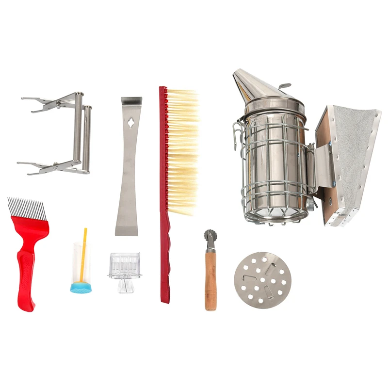 Stainless Steel Beekeeping Bee Hive Smoker Kit Heat Shield Protection Scraper Equipment Tools Set Apiculture Accessories 8 In 1
Stainless Steel Beekeeping Bee Hive Smoker Kit Heat Shield Protection Scraper Equipment Tools Set Apiculture Accessories 8 In 1