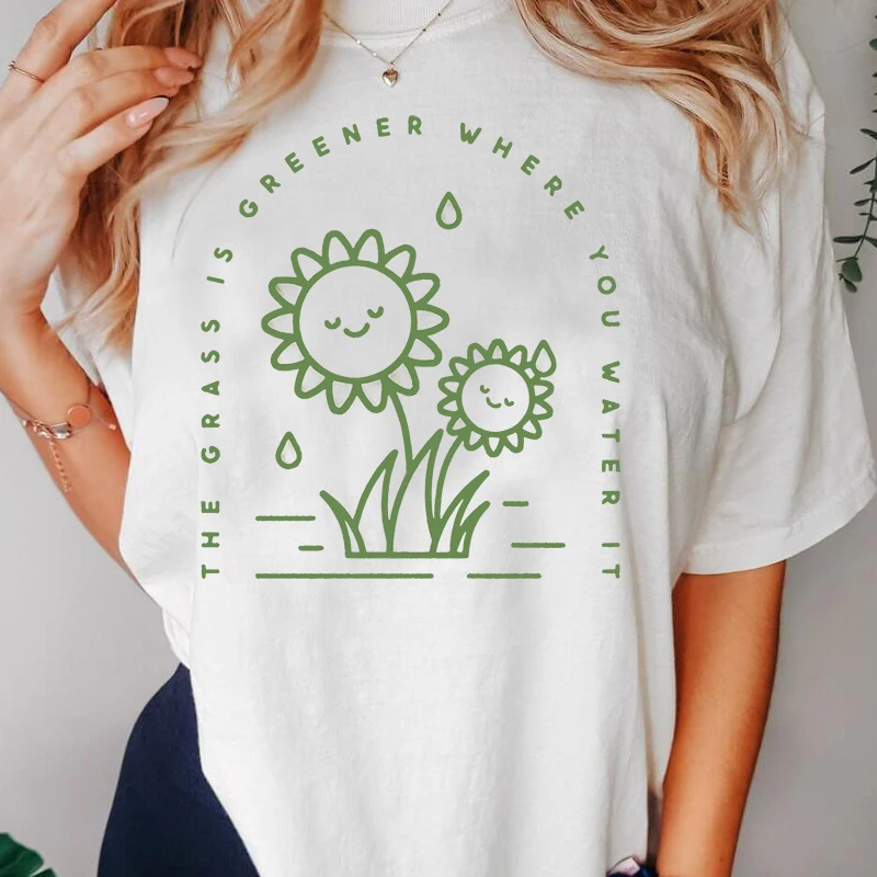Funny Plant Printed T Shirt Women's Cotton Short Sleeve T-shirt Summer Casusl The Grass Is Greener Tshirt Unisex Womens Clothing
Funny Plant Printed T Shirt Women's Cotton Short Sleeve T-shirt Summer Casusl The Grass Is Greener Tshirt Unisex Womens Clothing