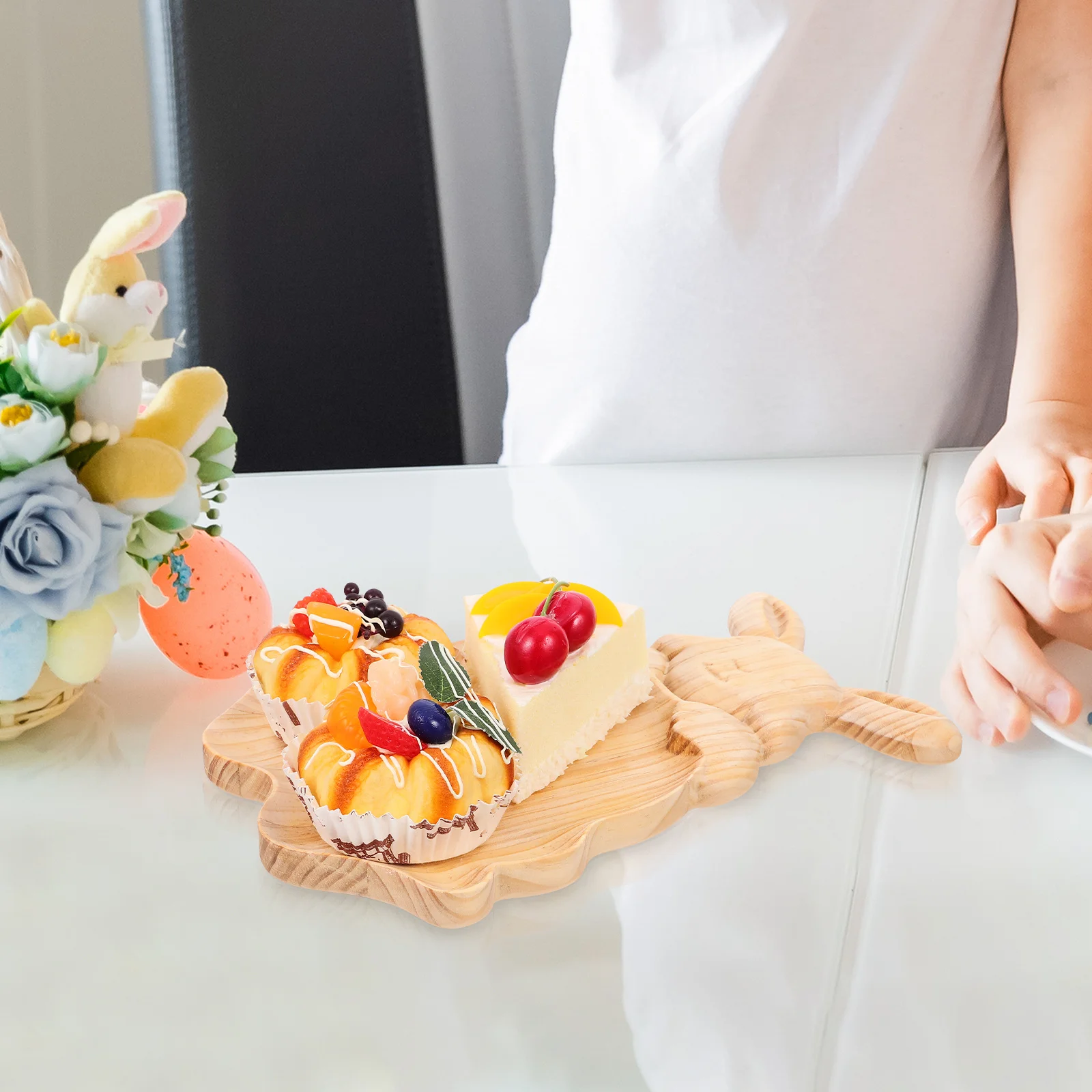 Bunny Rabbit Shaped Wooden Tray Handcrafted Easter Serving Platter for Dessert Cheese Fruit Appetizers Farmhouse Decorative
Bunny Rabbit Shaped Wooden Tray Handcrafted Easter Serving Platter for Dessert Cheese Fruit Appetizers Farmhouse Decorative