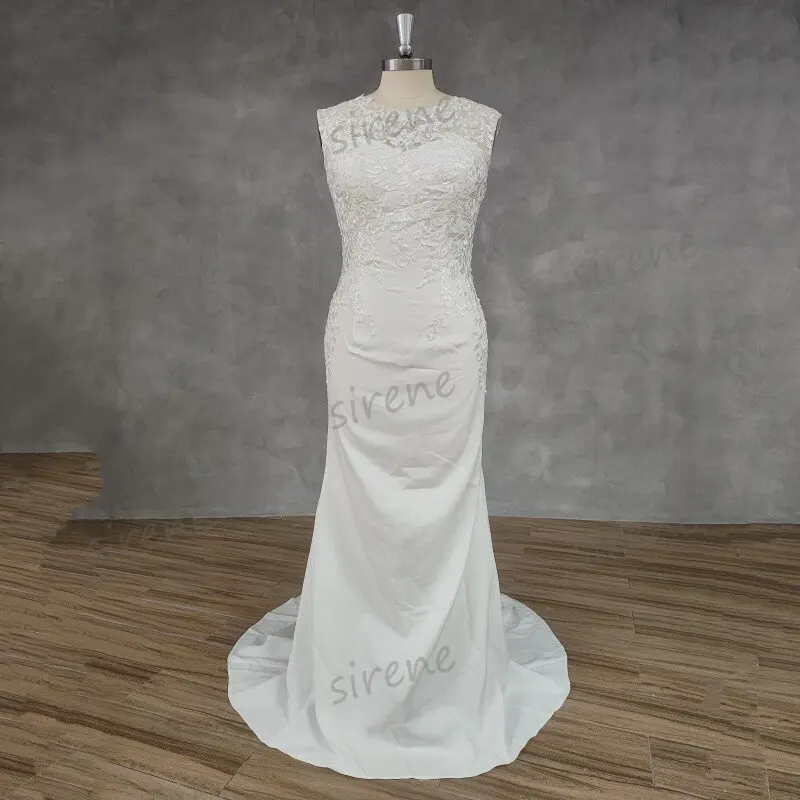 Elegant Mermaid Wedding Dress For Women 2024 White O-Neck Lace Applique Satin Backless Bridal Gown Sweep Train Vestidos De Novia
Elegant Mermaid Wedding Dress For Women 2024 White O-Neck Lace Applique Satin Backless Bridal Gown Sweep Train Vestidos De Novia