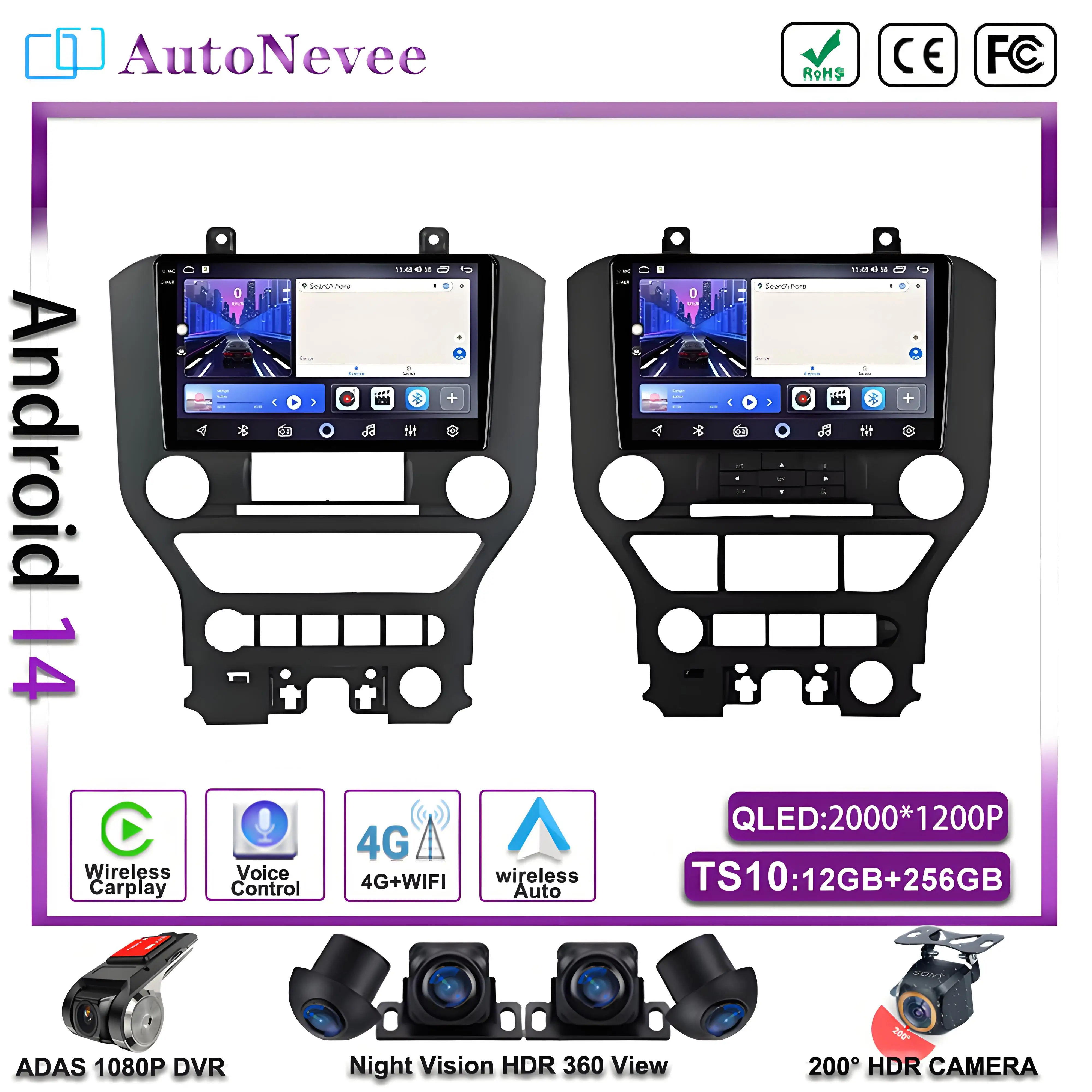Android 14 FOR FORD Mustang S550 2014 - 2021 Multimedia Car Player Navigation Screen GPS Radio No 2 Din Stereo Head Unit Screen
Android 14 FOR FORD Mustang S550 2014 - 2021 Multimedia Car Player Navigation Screen GPS Radio No 2 Din Stereo Head Unit Screen