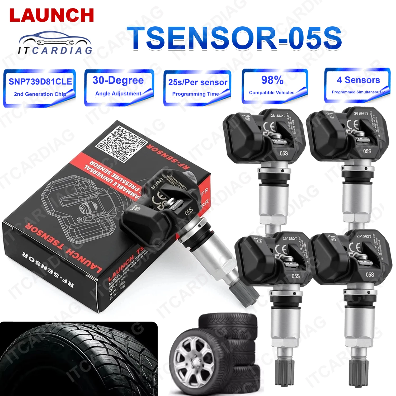 LAUNCH TSENSOR-05S TPMS Sensor 315MHz 433MHz TSENSOR 05S Frosted Silver Metal Stem Aluminum Support 30-degree Adjust Angle
LAUNCH TSENSOR-05S TPMS Sensor 315MHz 433MHz TSENSOR 05S Frosted Silver Metal Stem Aluminum Support 30-degree Adjust Angle