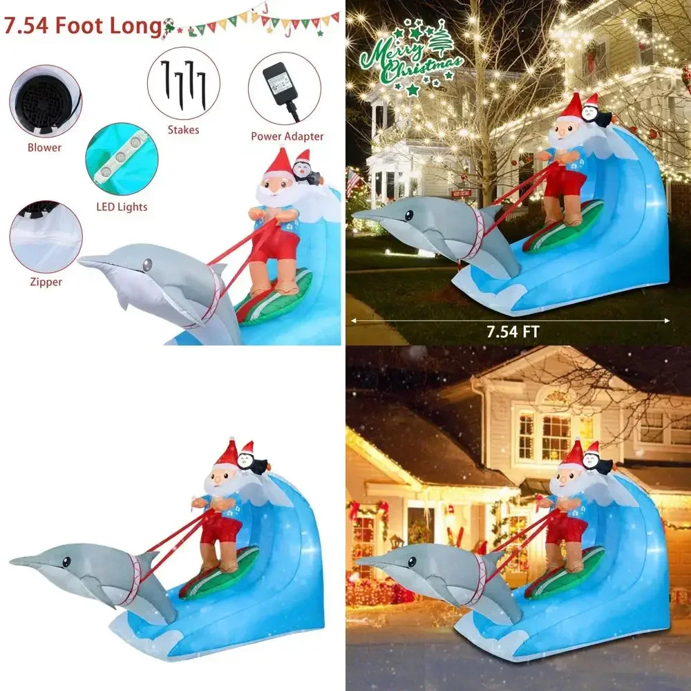 7.54ft Tall Inflatable Santa Surfing with LED Lights - Christmas Outdoor Decor for Yard & Garden
7.54ft Tall Inflatable Santa Surfing with LED Lights - Christmas Outdoor Decor for Yard & Garden