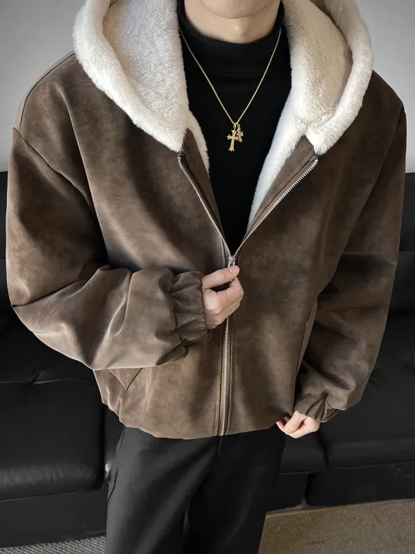 American Sle Lamb Fur ort Jaet Men's Winter Thiened Fce Lined Cotton Coat Anti-Cold Hooded Jaet Youth Trend
American Sle Lamb Fur ort Jaet Men's Winter Thiened Fce Lined Cotton Coat Anti-Cold Hooded Jaet Youth Trend