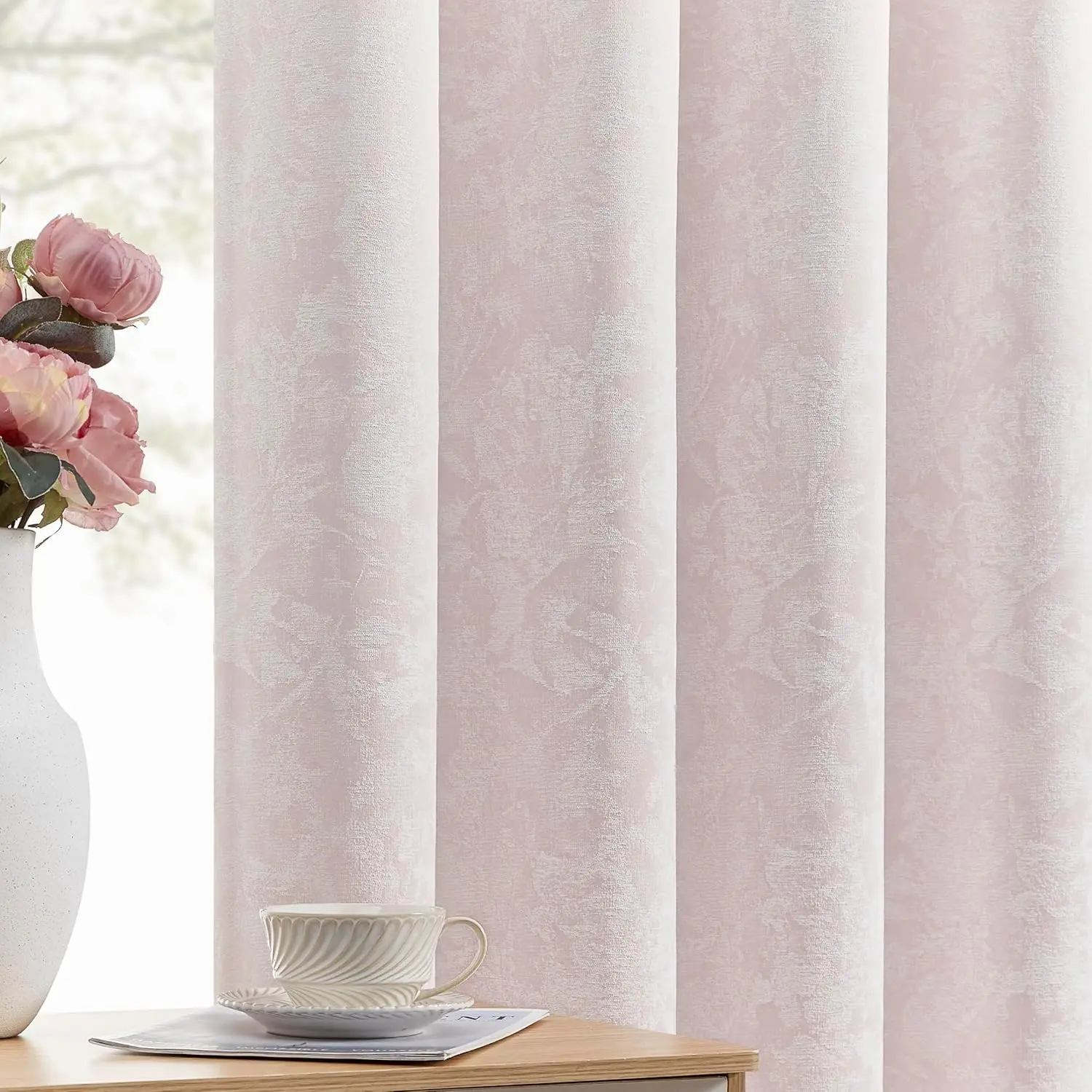 Pink Floral Jacquard Blackout Curtains 84 Inches Long 2 Panels for Bedroom Living Room Room Darkening Thermal Insulated Grommet
Pink Floral Jacquard Blackout Curtains 84 Inches Long 2 Panels for Bedroom Living Room Room Darkening Thermal Insulated Grommet