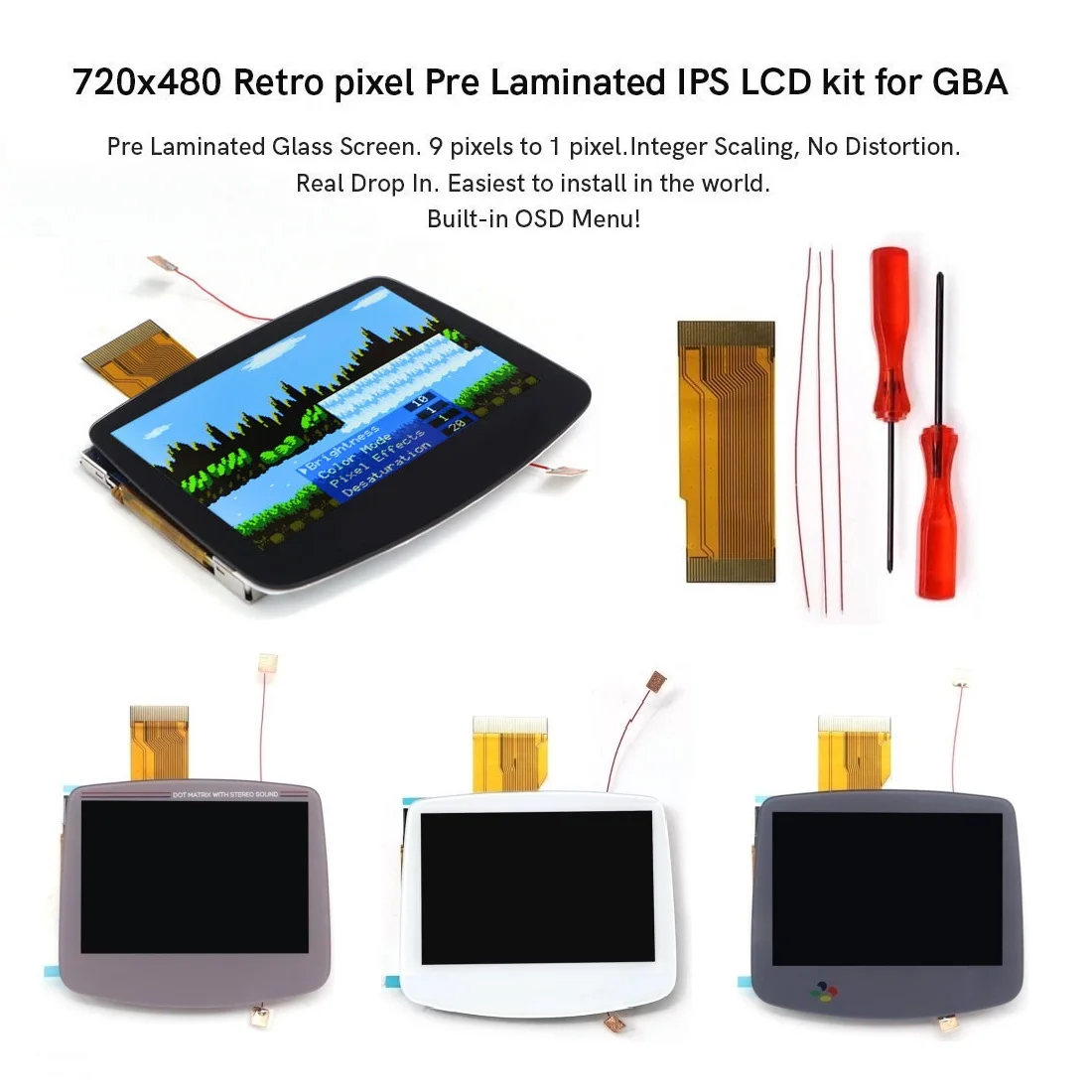 Комплект LCD-дисплея Hispeedido V5 с ламинированным 3.0-дюймовым IPS-экраном FRM 720x480 в стиле ретро-пикселей с функцией десатурации и подсветкой для консоли Game Boy Advance
Комплект LCD-дисплея Hispeedido V5 с ламинированным 3.0-дюймовым IPS-экраном FRM 720x480 в стиле ретро-пикселей с функцией десатурации и подсветкой для консоли Game Boy Advance