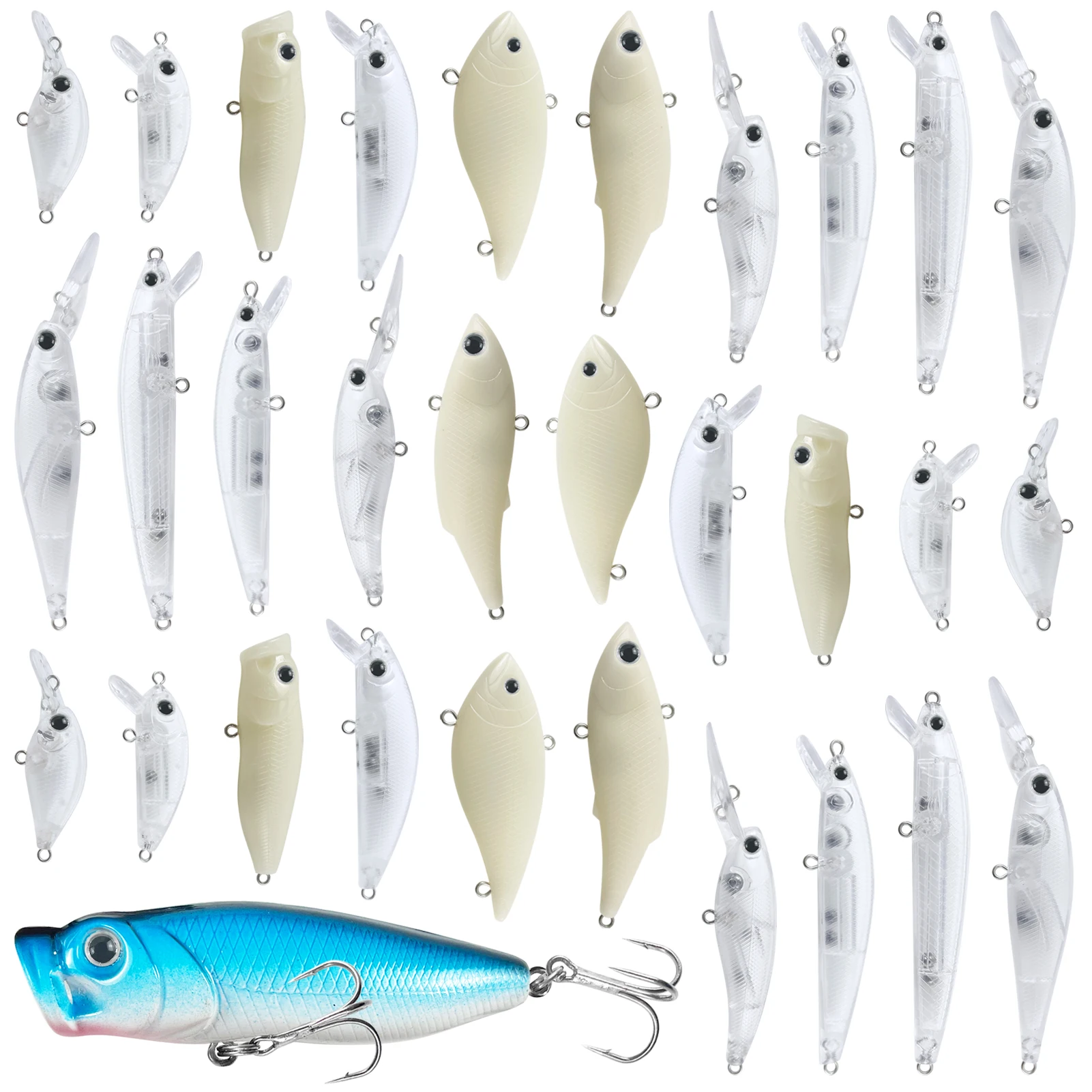 FREE FISHER Unpainted Lures Kit,30pcs/Lot Fishing Hard Baits,Mixed Minnows VIB Crankbaits Popper,DIY Blank Artificial Fish Baits
FREE FISHER Unpainted Lures Kit,30pcs/Lot Fishing Hard Baits,Mixed Minnows VIB Crankbaits Popper,DIY Blank Artificial Fish Baits