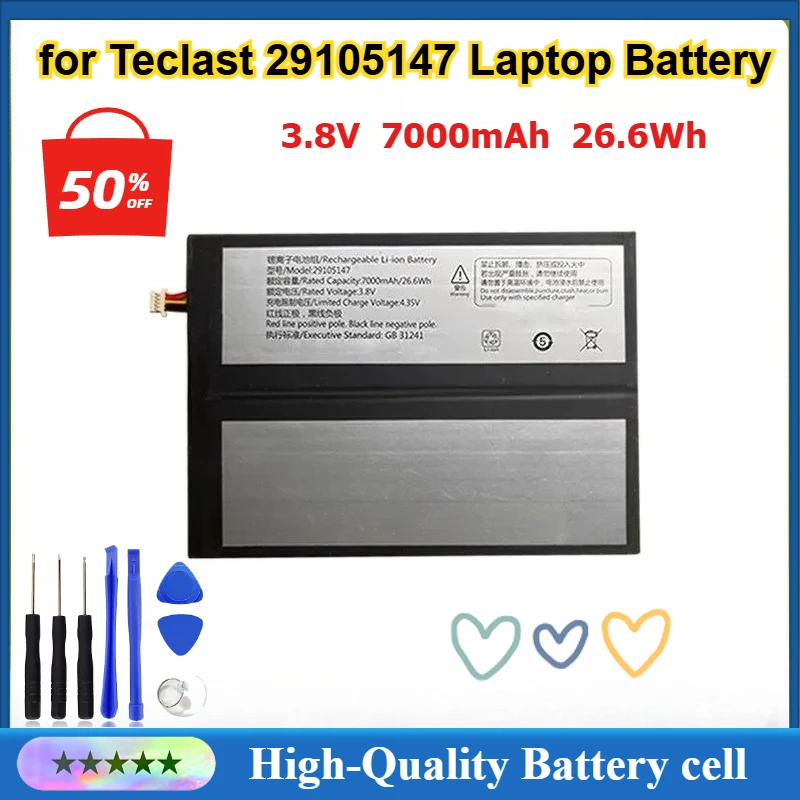 New 3.8V 7000mAh 26.6Wh 29105147 Laptop Battery for Teclast 29105147 Replacement Lithium Ion Battery
New 3.8V 7000mAh 26.6Wh 29105147 Laptop Battery for Teclast 29105147 Replacement Lithium Ion Battery