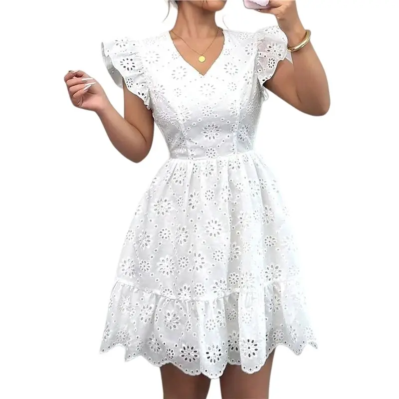Womens Summer Lace Dresses Eyelet Casual Flowy Babydoll Swing Short Sleeve V Neck Tunic Dress-A74P
Womens Summer Lace Dresses Eyelet Casual Flowy Babydoll Swing Short Sleeve V Neck Tunic Dress-A74P