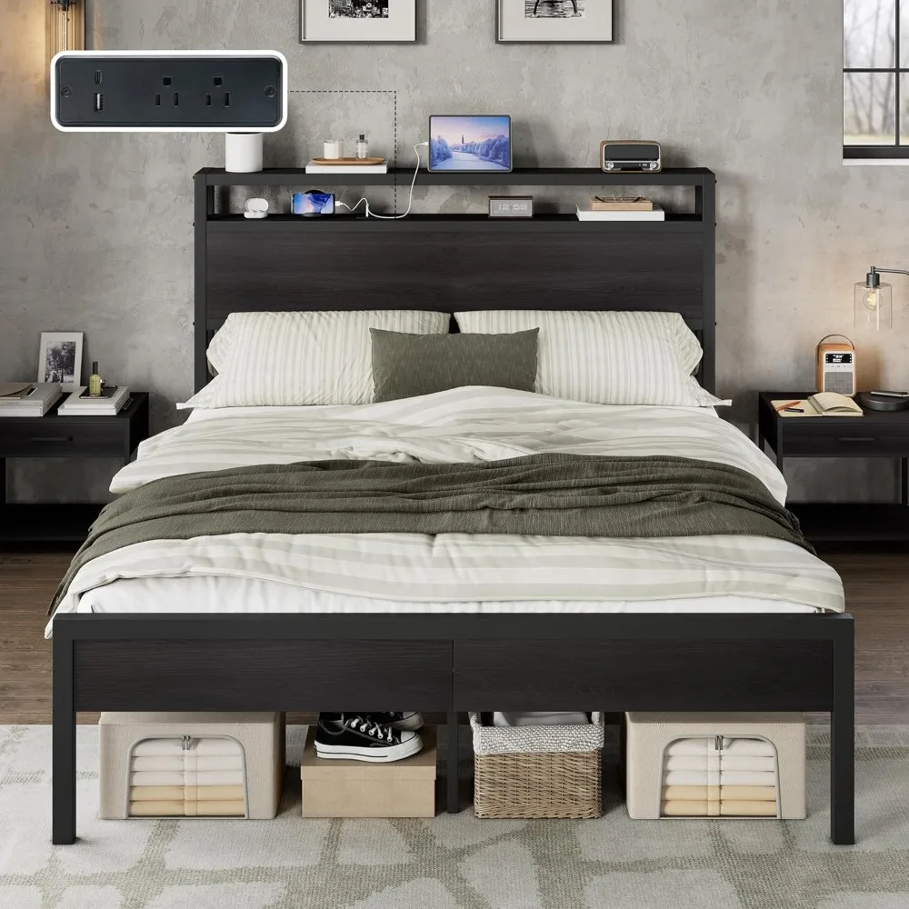 Full Size Bed Frame with Storage Headboard & Charging Station, Industrial Metal Platform Bed with Large Under-Bed, Customized
Full Size Bed Frame with Storage Headboard & Charging Station, Industrial Metal Platform Bed with Large Under-Bed, Customized