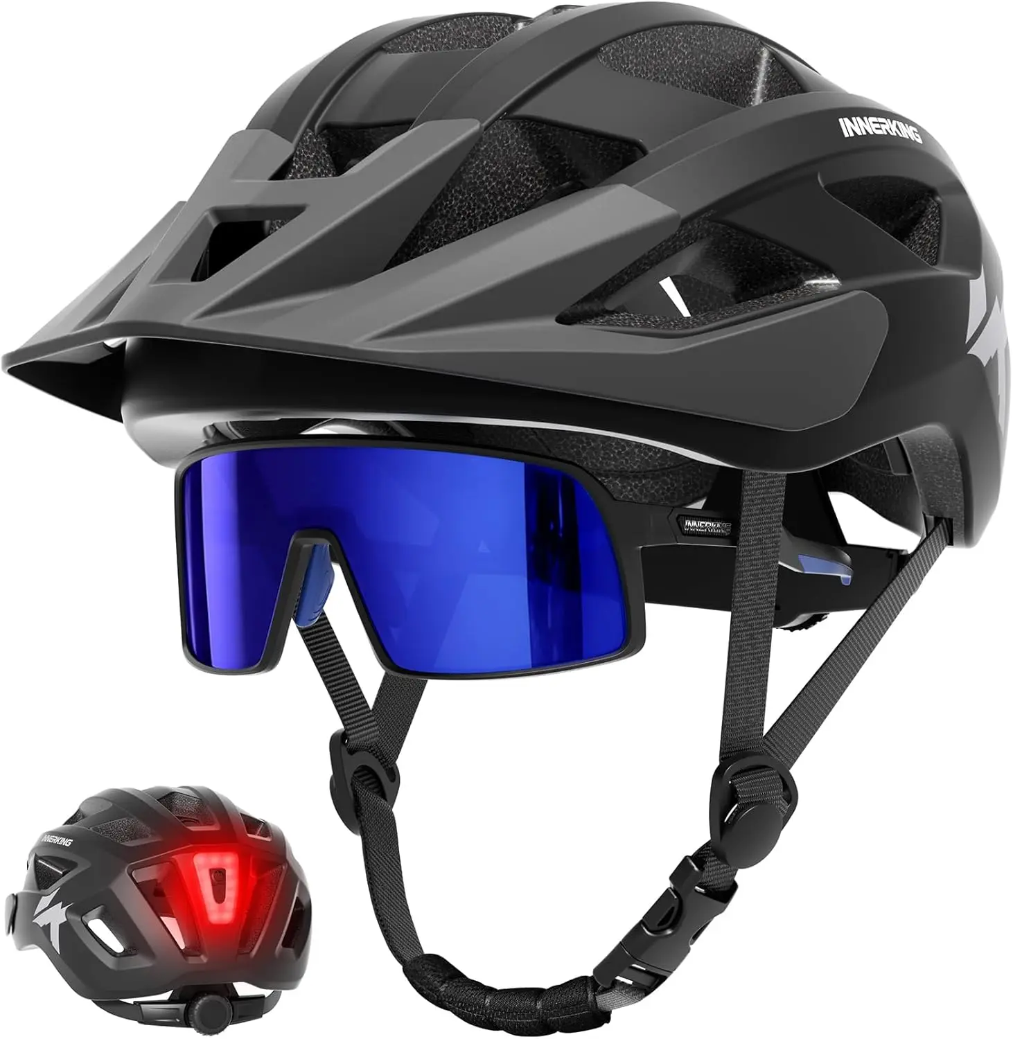 Lightweight Bike Helmet with USB Rechargeable Rear Light, Visor, and Glasses Set for Adults
Lightweight Bike Helmet with USB Rechargeable Rear Light, Visor, and Glasses Set for Adults