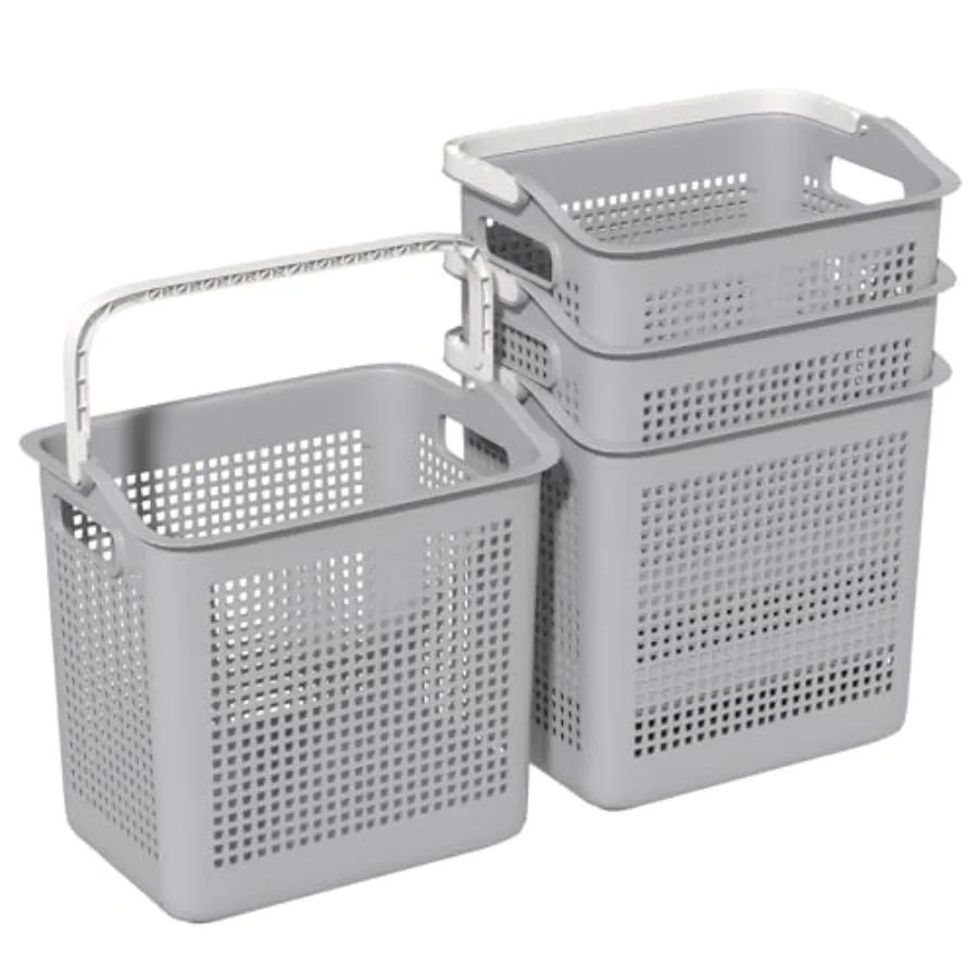 4 Packs Plastic Laundry Hamper with Handle, 35 L Plastic Laundry Baskets, Gray
4 Packs Plastic Laundry Hamper with Handle, 35 L Plastic Laundry Baskets, Gray