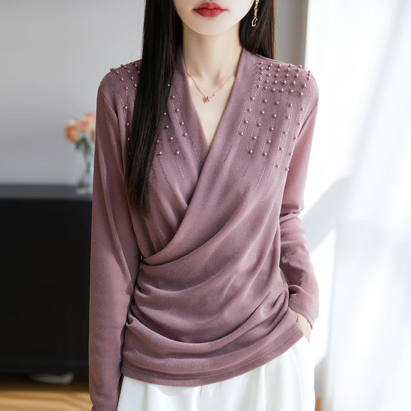 Beading T Shirt Women Pullovers 2025 Spring Summer Clothes For Women Mesh Tees Top Long Sleeve Mesh Women's T-shirt
Beading T Shirt Women Pullovers 2025 Spring Summer Clothes For Women Mesh Tees Top Long Sleeve Mesh Women's T-shirt