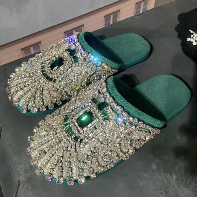 Rhinestone Half Head Female Slippers Catwalk Show Round Toe Flat Shoes Comfort Spring Summer Wedding Party Women Shoes
Rhinestone Half Head Female Slippers Catwalk Show Round Toe Flat Shoes Comfort Spring Summer Wedding Party Women Shoes