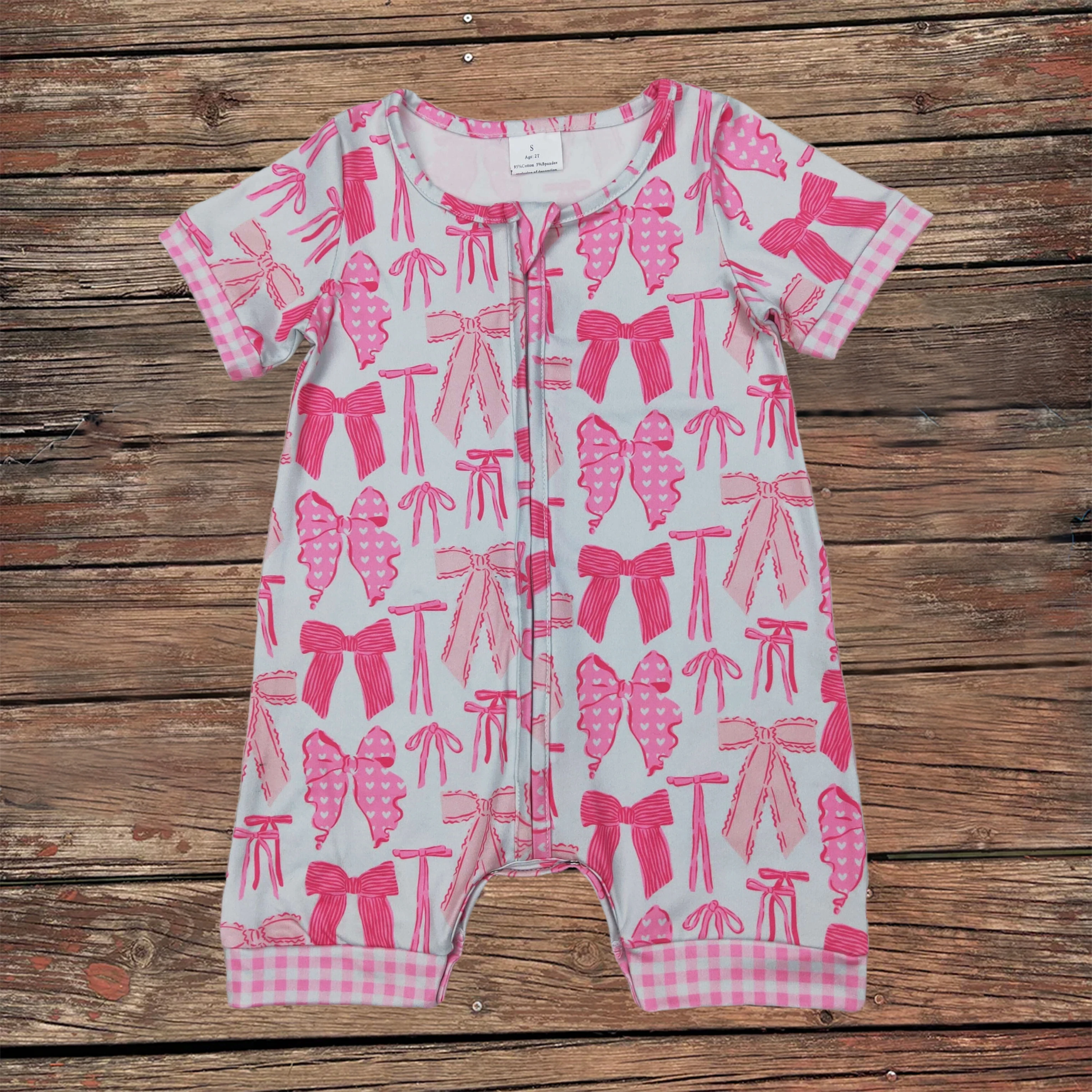 Wholesale Kids Newborn One-piece Coverall Bodysuit Baby Girl Toddler Pink Bows Zipper Shorts Sleeves Romper Jumpsuit Clothing
Wholesale Kids Newborn One-piece Coverall Bodysuit Baby Girl Toddler Pink Bows Zipper Shorts Sleeves Romper Jumpsuit Clothing