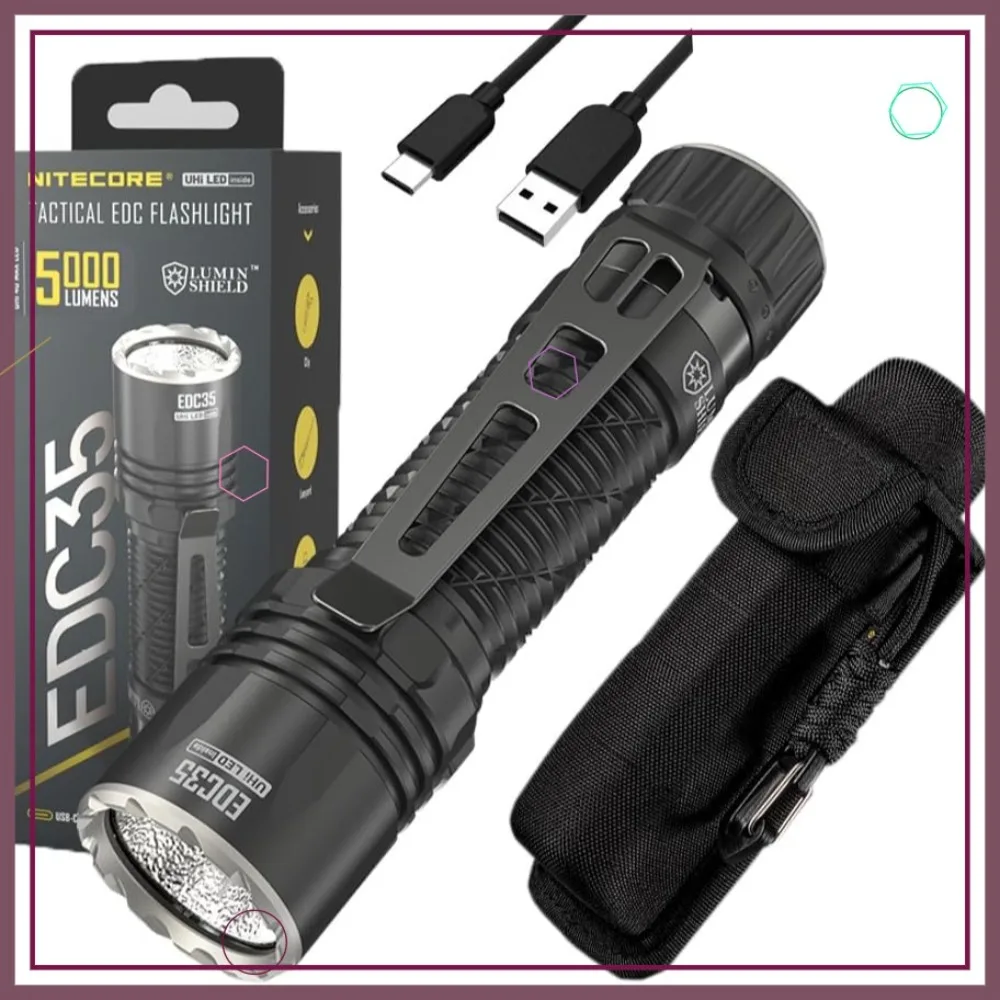 5000 Lumens Rechargeable Flashlight, UHi 40 Max LED, High Power EDC, USB-C
5000 Lumens Rechargeable Flashlight, UHi 40 Max LED, High Power EDC, USB-C
