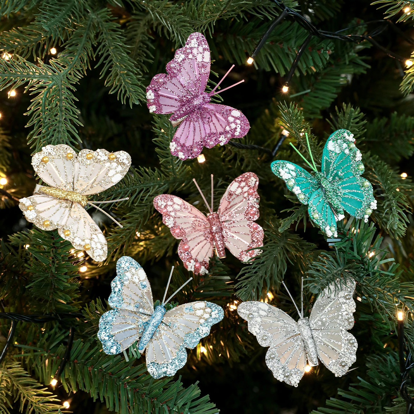 6Pcs/set Glitter Christmas Butterflies Ornaments Artificial Colorful Christmas Tree Decor with Clip Sparkling Xmas Tree Pendants
6Pcs/set Glitter Christmas Butterflies Ornaments Artificial Colorful Christmas Tree Decor with Clip Sparkling Xmas Tree Pendants