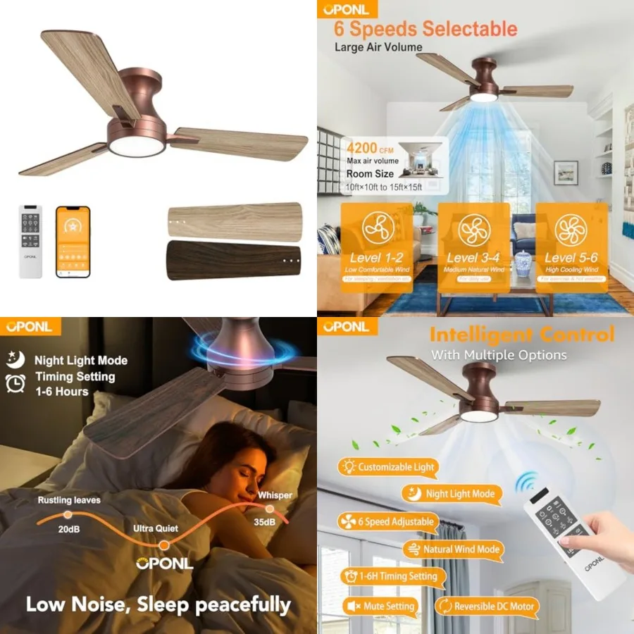 Ceiling Fan with Light, Remote Control, Noiseless, Reversible, 6CCT, Dimmable, Timeable, Flush Mount Ceilg Fans with Lights for
Ceiling Fan with Light, Remote Control, Noiseless, Reversible, 6CCT, Dimmable, Timeable, Flush Mount Ceilg Fans with Lights for
