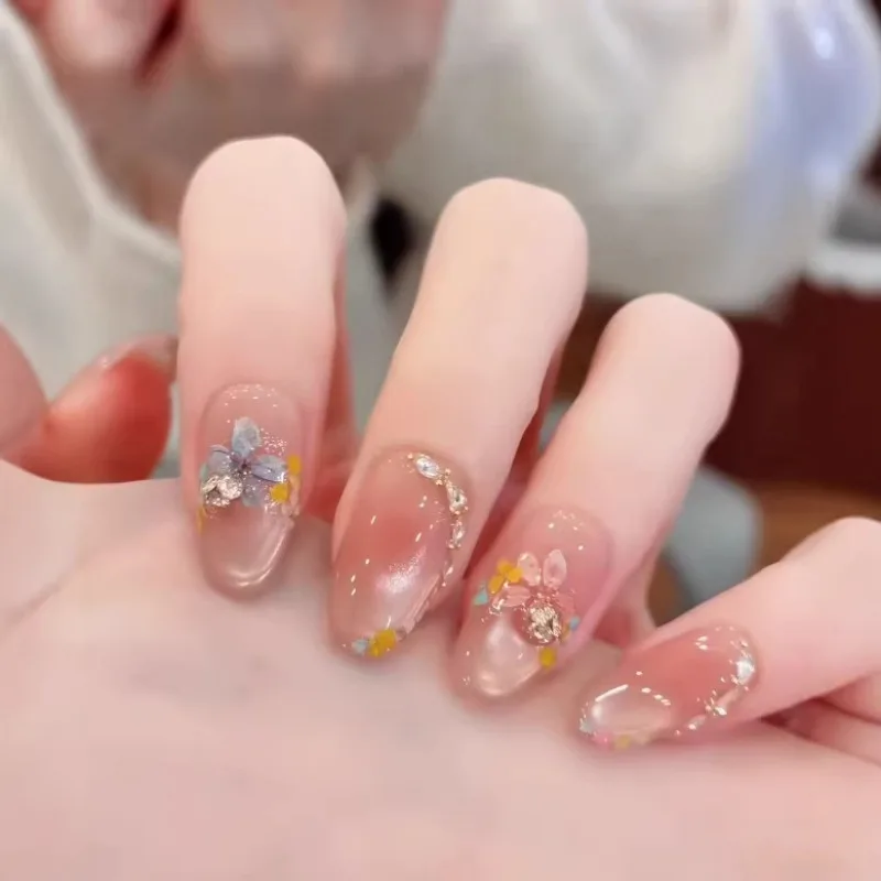 10Pcs Handmade Nails Oval Cat-Eye Design with Dried Flowers and Small Rhinestones High-Quality Press-On Nails Perfect for Women
10Pcs Handmade Nails Oval Cat-Eye Design with Dried Flowers and Small Rhinestones High-Quality Press-On Nails Perfect for Women