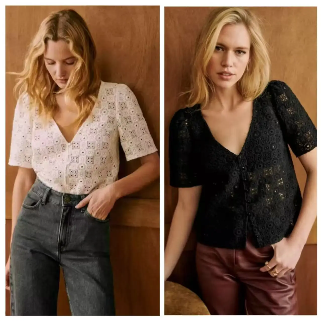 Paris Seza Water Soluble Lace Short Sleeve V Neck Hollow out Embroidery Shirt Loose Fit Cotton Spring Summer Women's Shirt
Paris Seza Water Soluble Lace Short Sleeve V Neck Hollow out Embroidery Shirt Loose Fit Cotton Spring Summer Women's Shirt