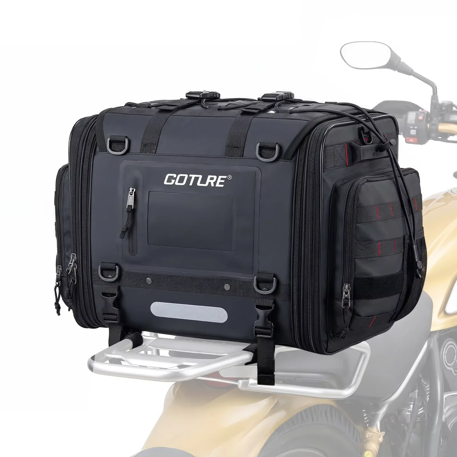 Goture Motorcycle Tail Luggage Waterproof Bag, 50L-70L Expandable, a Rain Cover Included, Bag with 5 Rack Mount Straps
Goture Motorcycle Tail Luggage Waterproof Bag, 50L-70L Expandable, a Rain Cover Included, Bag with 5 Rack Mount Straps