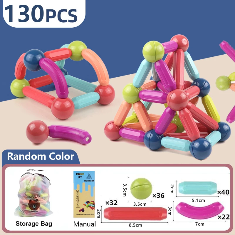 130Pcs Magnetic Building Blocks Toy Magnetic Construction Set Magnet Ball Sticks Rod Games Montessori Educational Toys For Kids
130Pcs Magnetic Building Blocks Toy Magnetic Construction Set Magnet Ball Sticks Rod Games Montessori Educational Toys For Kids