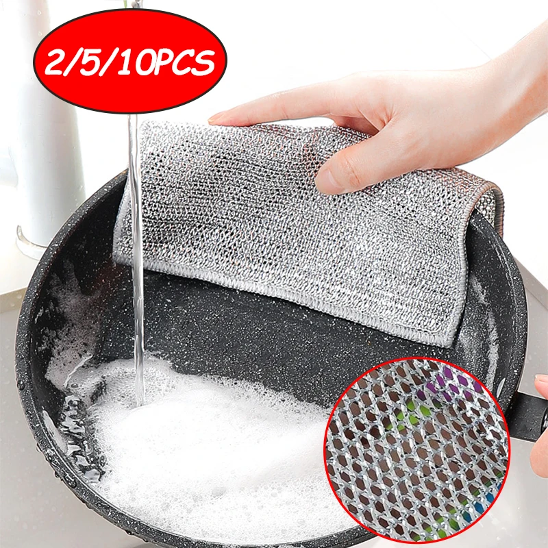 Kitchen Cleaning Cloth Rust Removal Steel Wire Rag for Microwave Pot Reusable Non Stick Oil Rags Home Cleaning Tools
Kitchen Cleaning Cloth Rust Removal Steel Wire Rag for Microwave Pot Reusable Non Stick Oil Rags Home Cleaning Tools