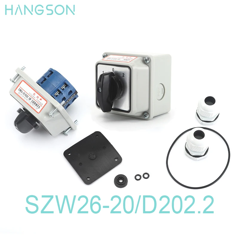 Universal Rotary Changeover Cam Switch SZW26-20/D202.2 660V 20A 3 Position 2 Phase with ON-Off-ON Master Switch Exterior Box
Universal Rotary Changeover Cam Switch SZW26-20/D202.2 660V 20A 3 Position 2 Phase with ON-Off-ON Master Switch Exterior Box