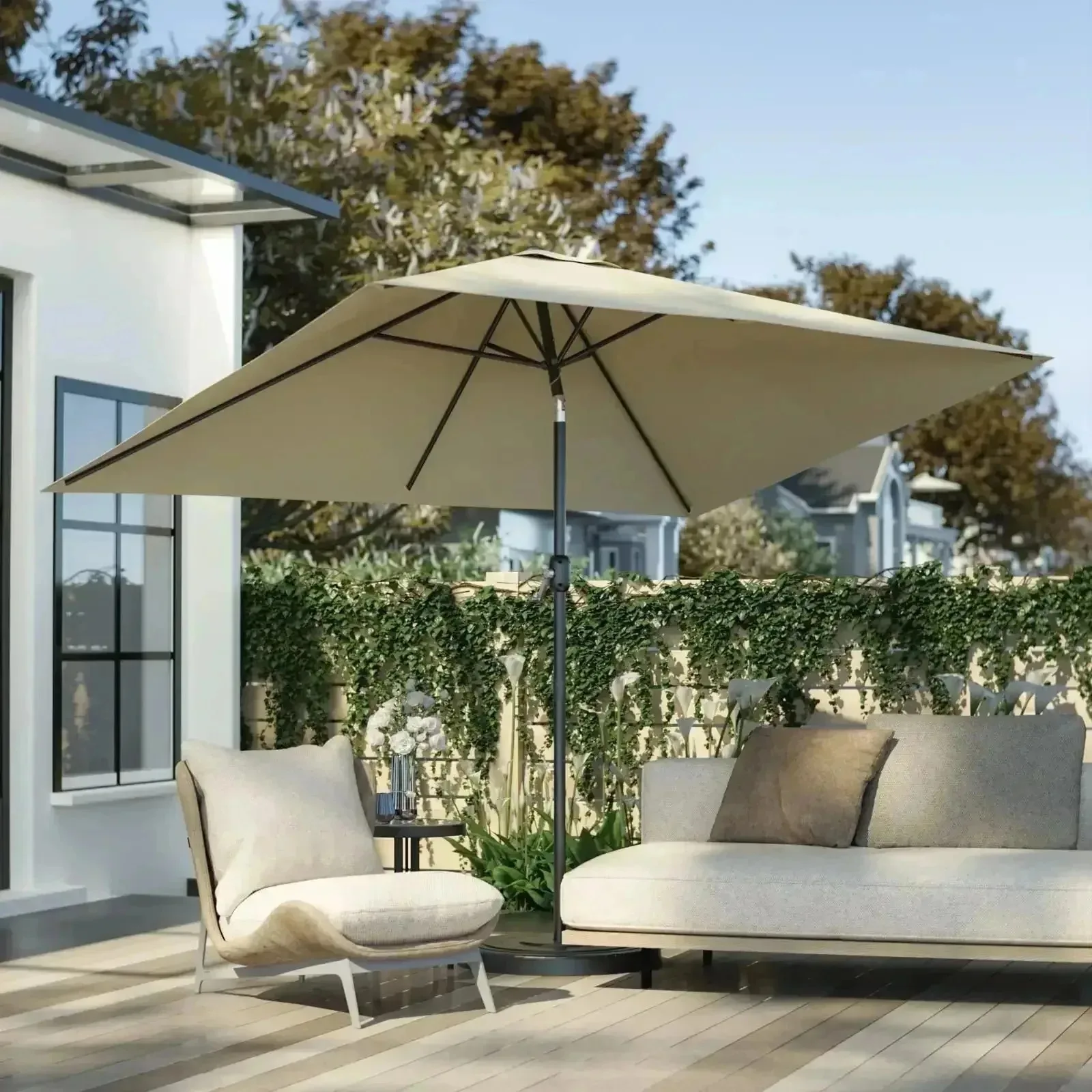 10-Foot Outdoor Patio Umbrella with Crank and 45° Tilt, Double-Layered UV-Resistant Polyester for Beach or Backyard Events
10-Foot Outdoor Patio Umbrella with Crank and 45° Tilt, Double-Layered UV-Resistant Polyester for Beach or Backyard Events