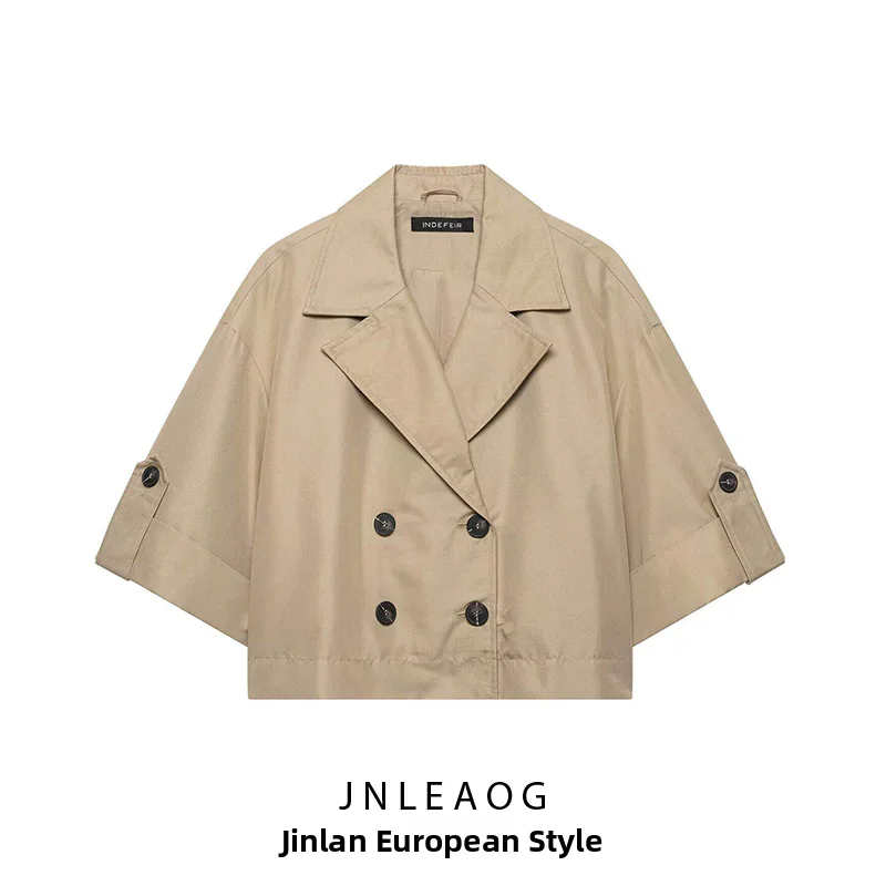 JNLEAOG Summer New Women's Fashionable Short Sleeve Coat Roll up Sleeve Versatile Street Style Polyester Fiber Double Breasted
JNLEAOG Summer New Women's Fashionable Short Sleeve Coat Roll up Sleeve Versatile Street Style Polyester Fiber Double Breasted