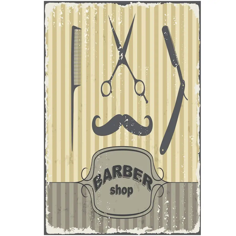 Vintage Design Barber Tools Tin Metal Signs Wall Art | Thick Tinplate Print Poster Wall Decoration for Barber Shop
Vintage Design Barber Tools Tin Metal Signs Wall Art | Thick Tinplate Print Poster Wall Decoration for Barber Shop