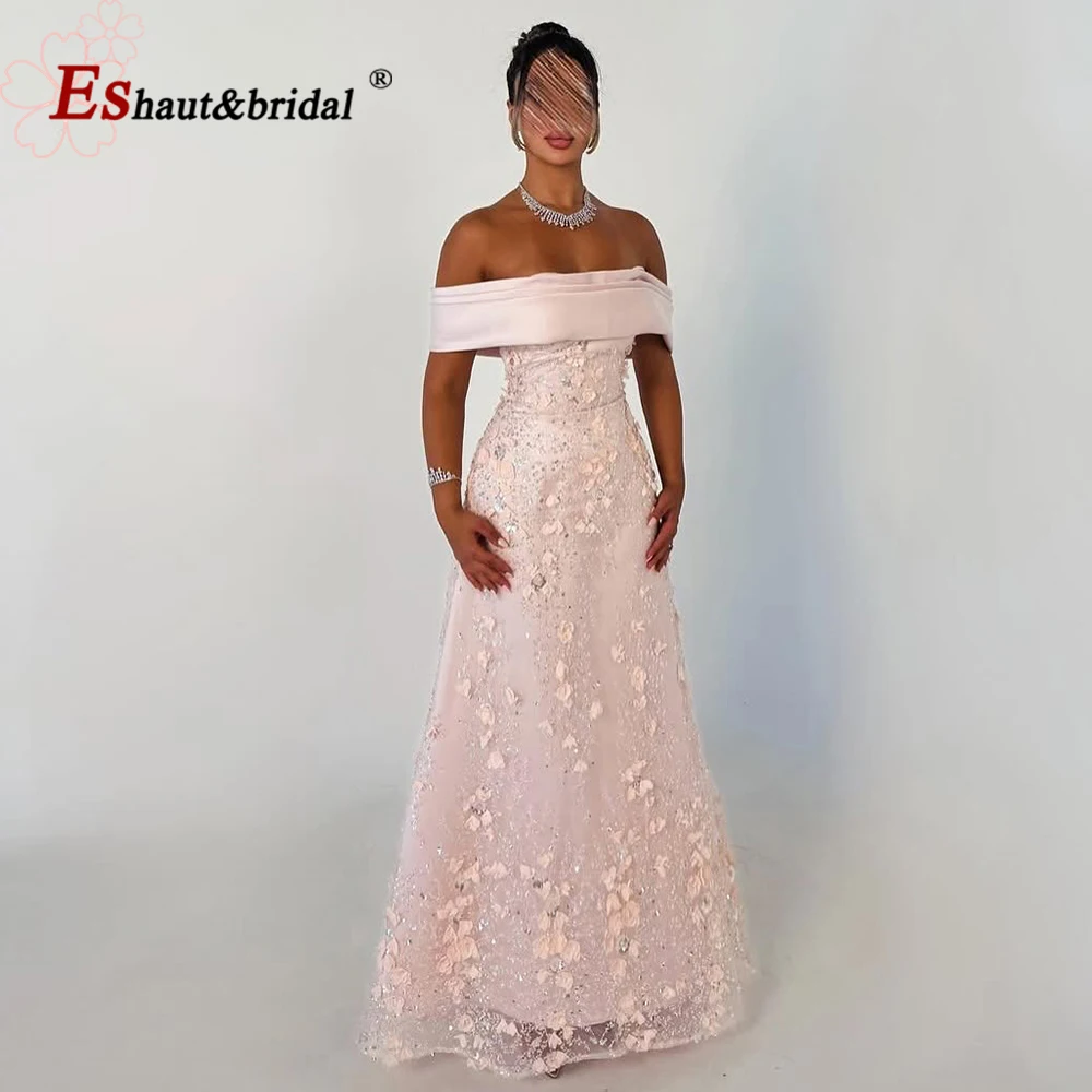Eshault&bridal Women's Beads Aline Evening Dress Elegant Off-the-Shoulder 3D Lace Formal Prom Wedding Party Gown Customized 2025 
Eshault&bridal Women's Beads Aline Evening Dress Elegant Off-the-Shoulder 3D Lace Formal Prom Wedding Party Gown Customized 2025
