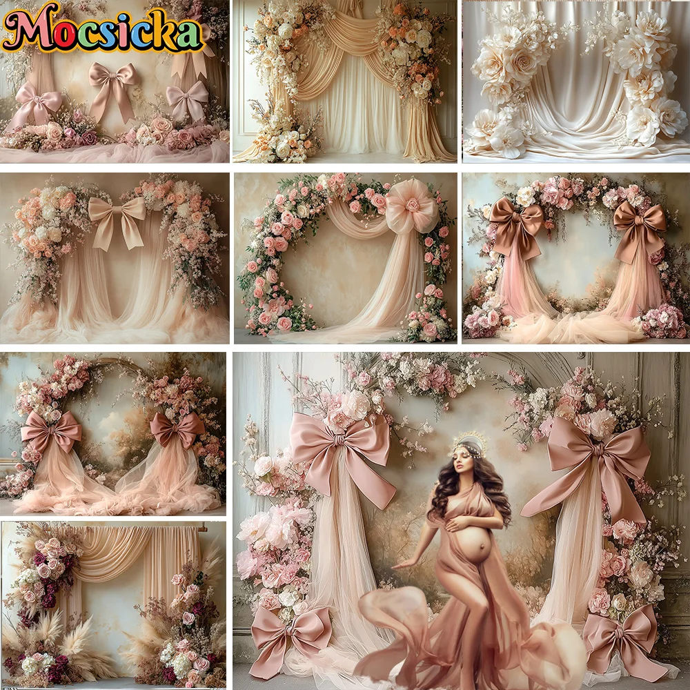 Mocsicka Boho Floral Wedding Party Backdrop Photography Elegant Drapery Bow Background Maternity Baby Show Portrait Photo Studio
Mocsicka Boho Floral Wedding Party Backdrop Photography Elegant Drapery Bow Background Maternity Baby Show Portrait Photo Studio