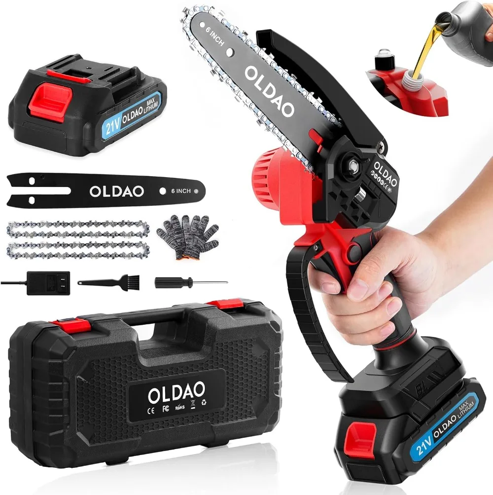 6 Inch Chainsaw,Portable Electric with Auto Oiler System & Security Lock, Handheld Rechargeable for Wood/Tree Trimming/Garden
6 Inch Chainsaw,Portable Electric with Auto Oiler System & Security Lock, Handheld Rechargeable for Wood/Tree Trimming/Garden