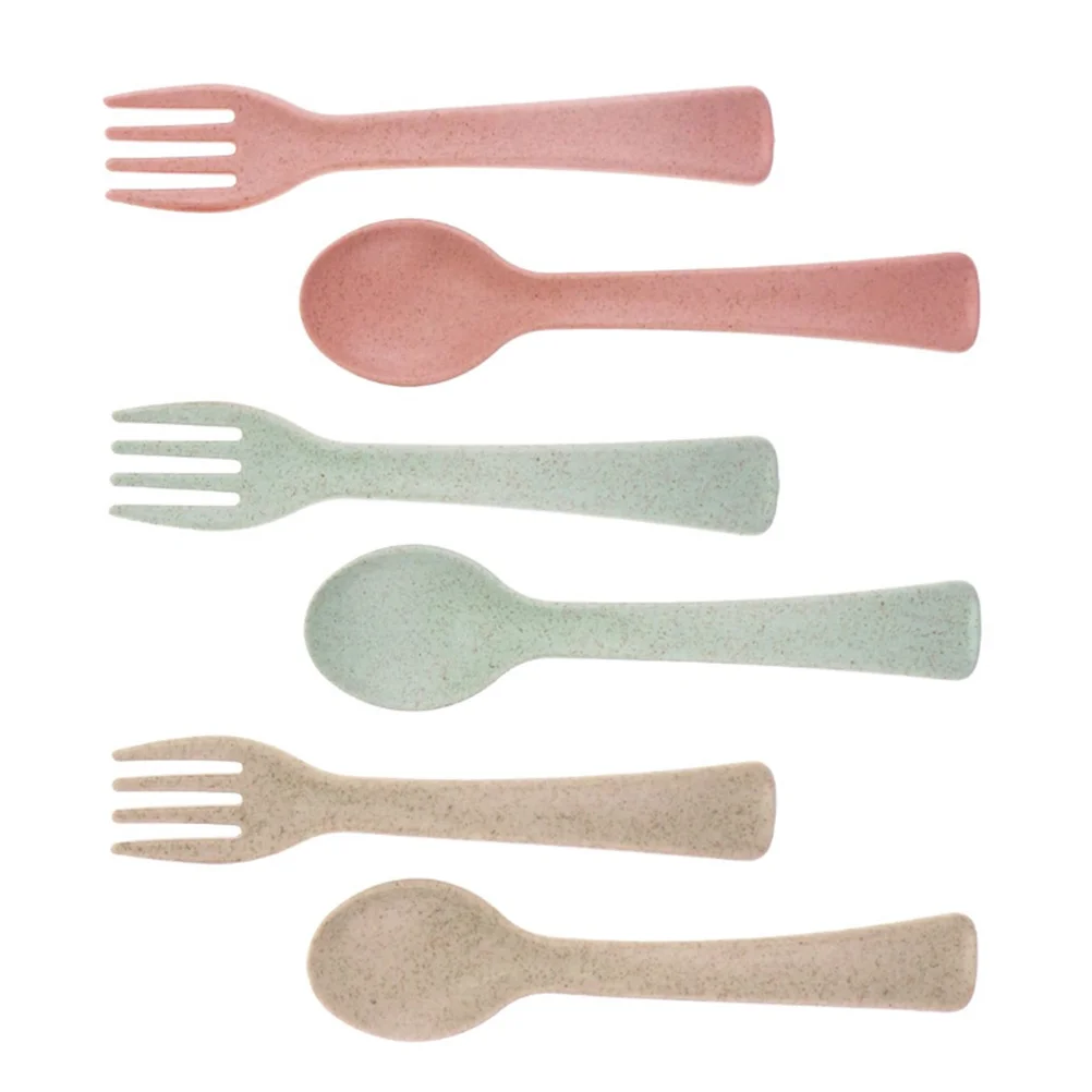 6pcs Children Kids Fork Spoon Wheat -friendly Durable Reusable Baby Eco-Friendly Tableware Feeding Cutlery Set
6pcs Children Kids Fork Spoon Wheat -friendly Durable Reusable Baby Eco-Friendly Tableware Feeding Cutlery Set
