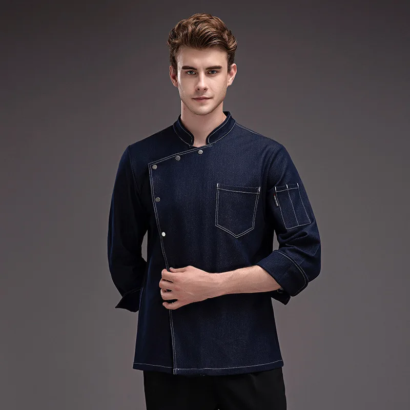 Wholesale Supply Chef Uniform Autumn and Winter Denim Single-Breasted High-End Star Hotel Catering Kitchen Overalls Large Size
Wholesale Supply Chef Uniform Autumn and Winter Denim Single-Breasted High-End Star Hotel Catering Kitchen Overalls Large Size