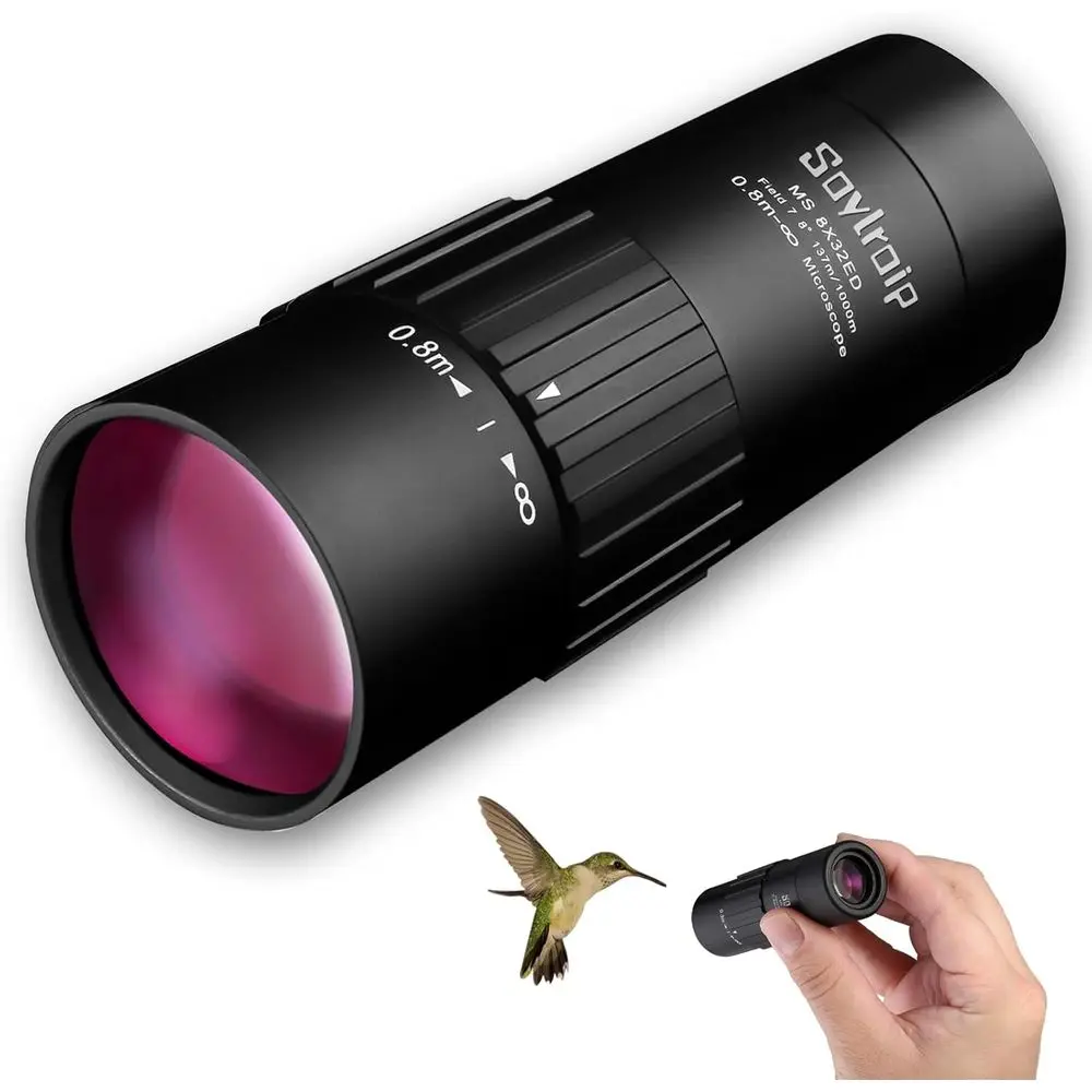 Компактный водонепроницаемый монокуляр для взрослых 8x32 с ремешком на руку, портативный карманный телескоп для наблюдения за птицами, пеших прогулок и путешествий
Компактный водонепроницаемый монокуляр для взрослых 8x32 с ремешком на руку, портативный карманный телескоп для наблюдения за птицами, пеших прогулок и путешествий