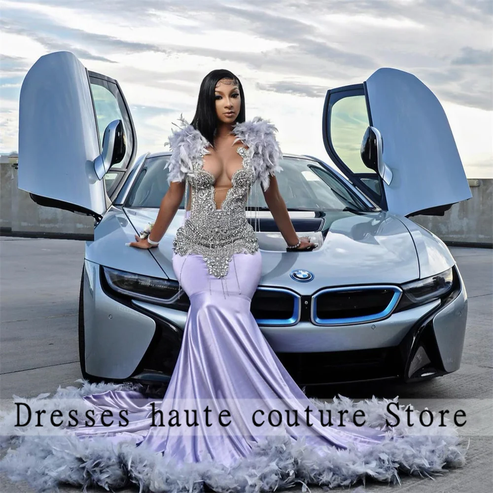 Luxury Purple Velvet Feathers Long Black Girl Prom Dress 2025 Crystal Rhinestones Mermaid Wedding Birthday Party Gown Customized
Luxury Purple Velvet Feathers Long Black Girl Prom Dress 2025 Crystal Rhinestones Mermaid Wedding Birthday Party Gown Customized