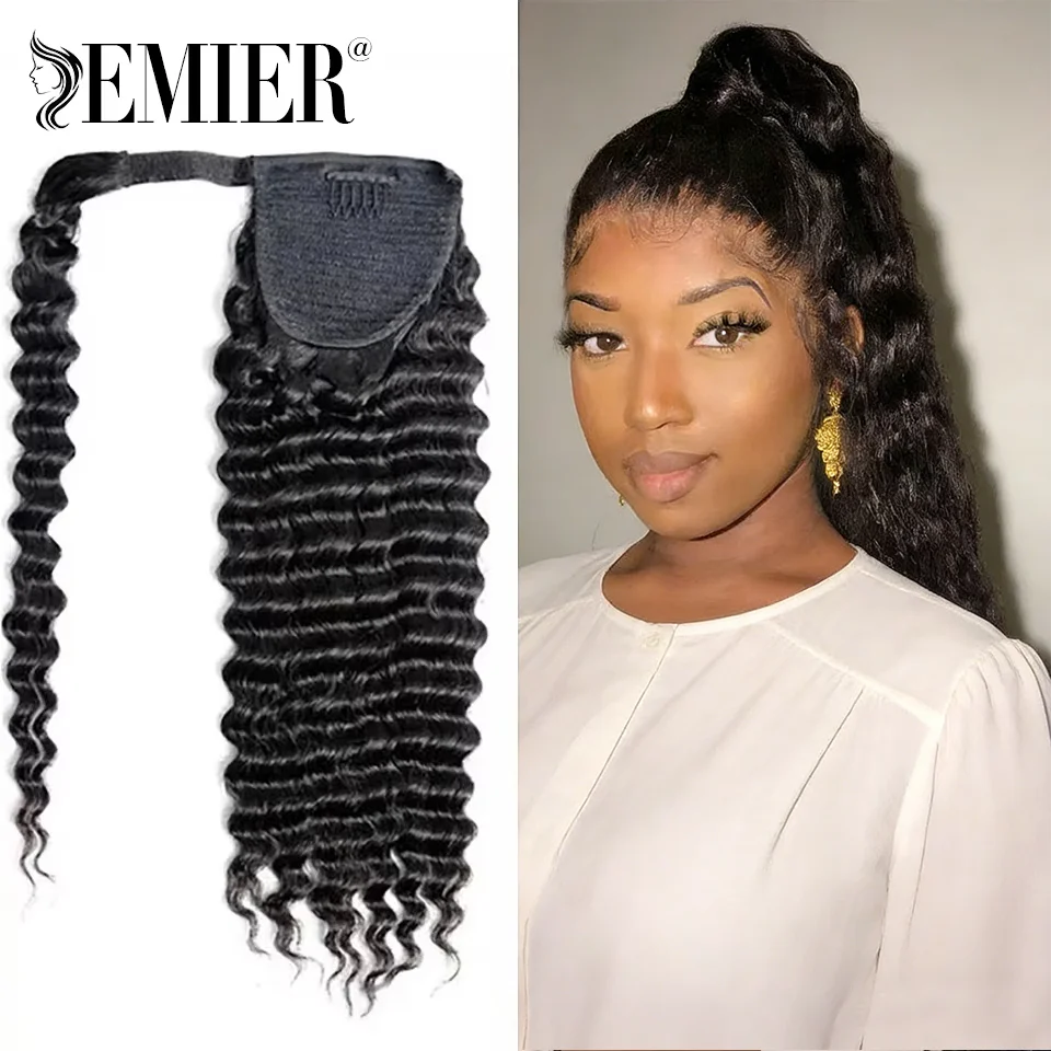 Full end 12”-26” Deep Wave Curly Wrap Around Ponytail Natural Black Brazilian Remy Clip In Human Hair Drawstring Ponytail
Full end 12”-26” Deep Wave Curly Wrap Around Ponytail Natural Black Brazilian Remy Clip In Human Hair Drawstring Ponytail