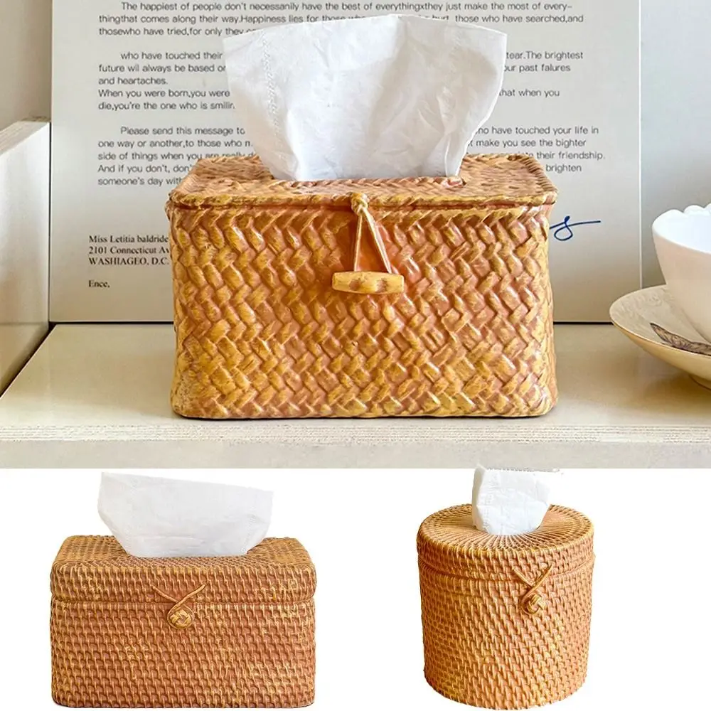 Vintage Imitation Woven Tissue Box Round/Square Resin Toilet Paper Dispenser Large Capacity Decorative Facial Tissue Holder
Vintage Imitation Woven Tissue Box Round/Square Resin Toilet Paper Dispenser Large Capacity Decorative Facial Tissue Holder