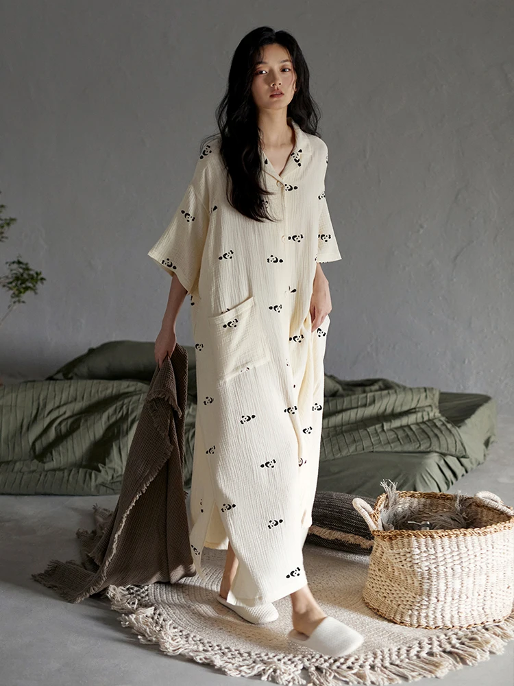 Pure Cotton Summer Spwear Women's Long Dr ort Sve Open Cardigan Sle Comfortable Breathable Cartoon Panda Print
Pure Cotton Summer Spwear Women's Long Dr ort Sve Open Cardigan Sle Comfortable Breathable Cartoon Panda Print
