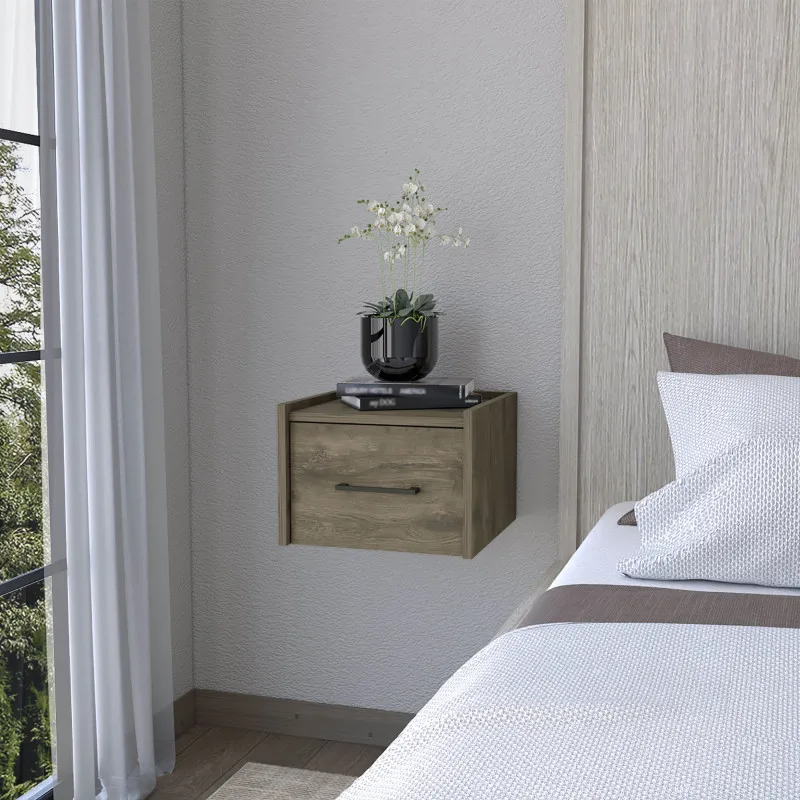 Elfrida Wall-Mounted Nightstand, Sleek Single-Drawer Design with Spacious Top Shelf
Elfrida Wall-Mounted Nightstand, Sleek Single-Drawer Design with Spacious Top Shelf