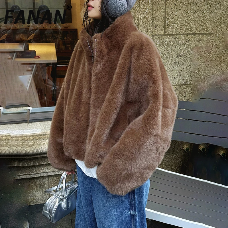 FANAN Fashion Faux Fur Coats For Women Stand Neck Long Sleeve Thick Warm Outwear Korean Style Clothing 2026 Spring New Female
FANAN Fashion Faux Fur Coats For Women Stand Neck Long Sleeve Thick Warm Outwear Korean Style Clothing 2026 Spring New Female