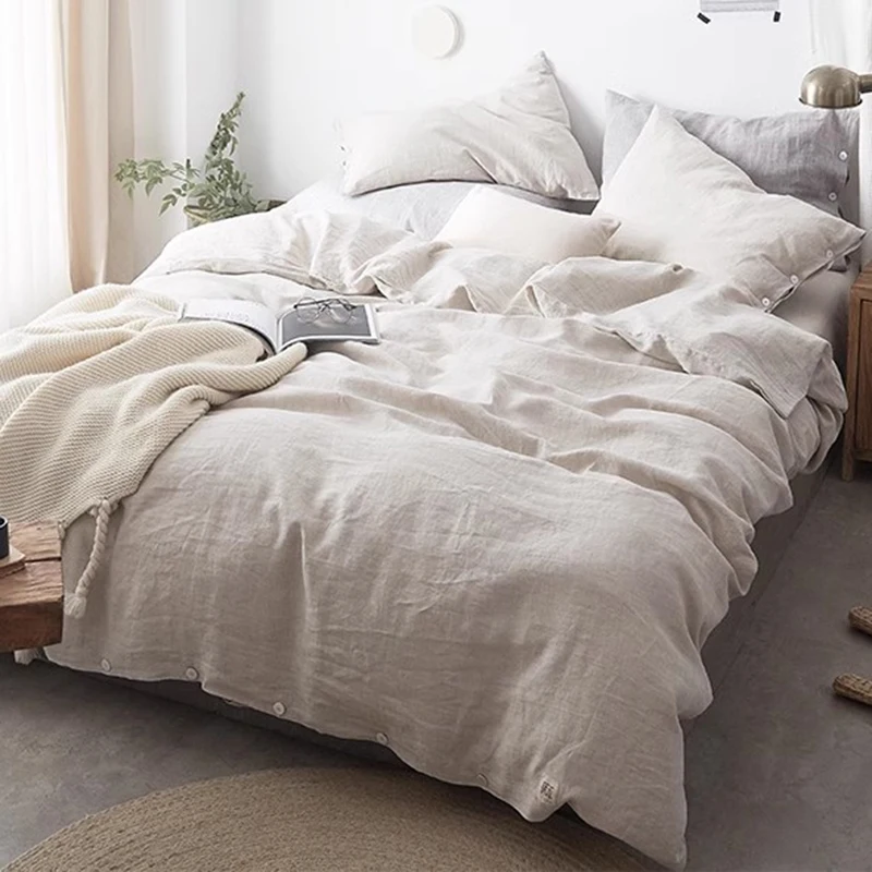 Pure Linen Duvet Cover Set, 3 Pieces Solid Color Bedding Set with 1 Duvet Cover and 2 Pillow Shams, Comforter Not Included
Pure Linen Duvet Cover Set, 3 Pieces Solid Color Bedding Set with 1 Duvet Cover and 2 Pillow Shams, Comforter Not Included