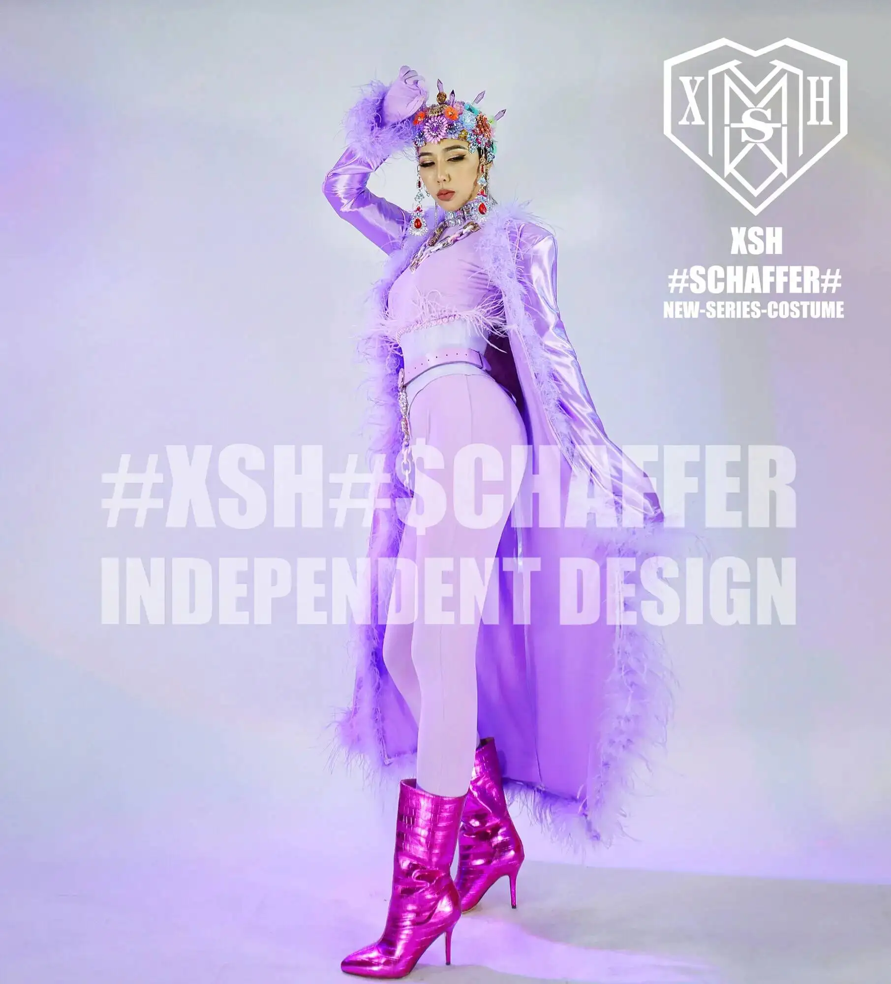 Set Wisdom XSH Nightclub Heart Bar GOGO Women's Fashion Purple Sparkling Diamond Fox Hair Conjoined Sexy DS Socialite Halloween
Set Wisdom XSH Nightclub Heart Bar GOGO Women's Fashion Purple Sparkling Diamond Fox Hair Conjoined Sexy DS Socialite Halloween