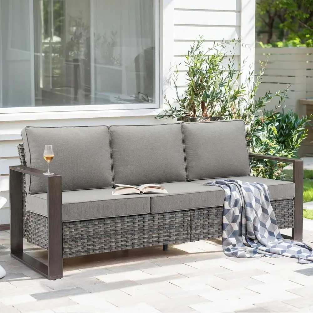 Серый 3-местный уличный диван из ротанга с высокой спинкой для патио, террасы, крыльца, сада или у бассейна
Серый 3-местный уличный диван из ротанга с высокой спинкой для патио, террасы, крыльца, сада или у бассейна